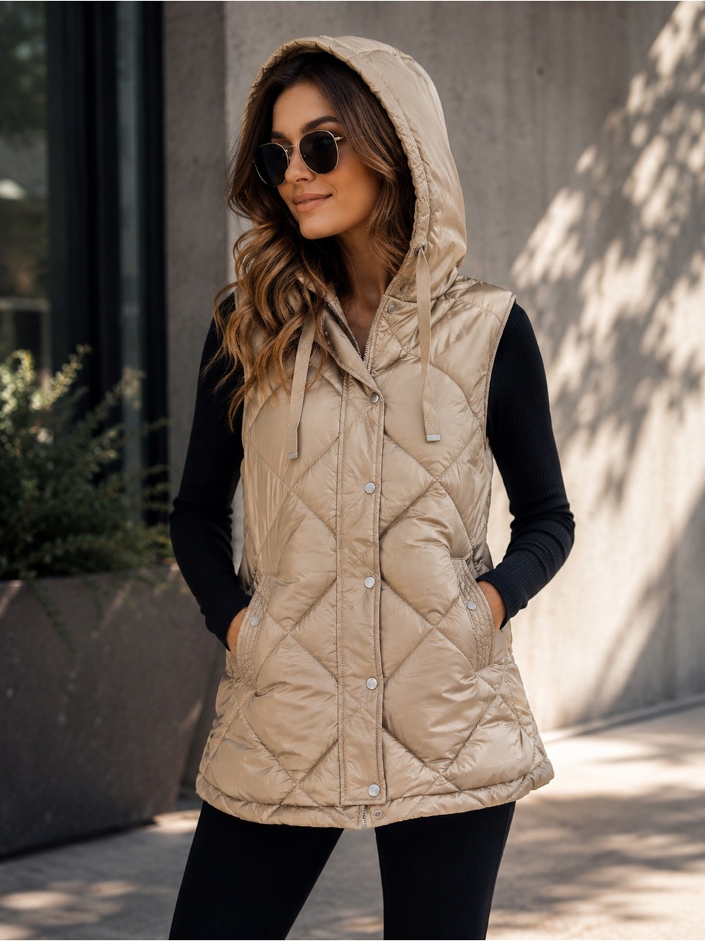 St. John's Bay Beige Quilted Jacket Interior with Branded Label